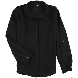 DKNY Womens Solid Button Down Blouse, NWT
